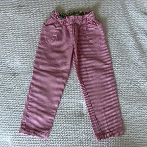 Mini Boden pink/white striped pants w/ heart pockets. Size 6Y. NWOT.